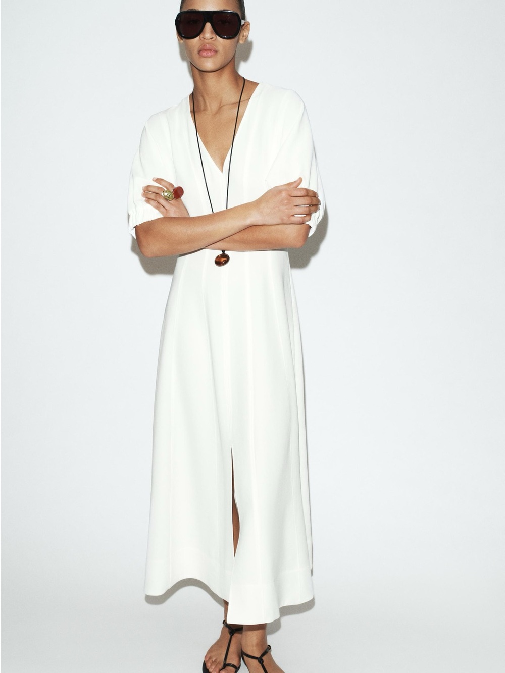 Zara Balloon Sleeve Midi Dress - Picture 5 of 5